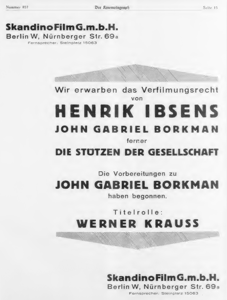 SkandinoFilm promoting two Ibsen adaptations.