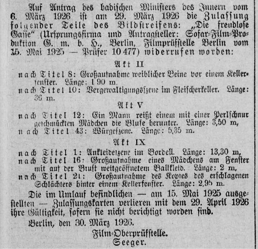 Deutscher Reichsanzeiger, 31.3.1926