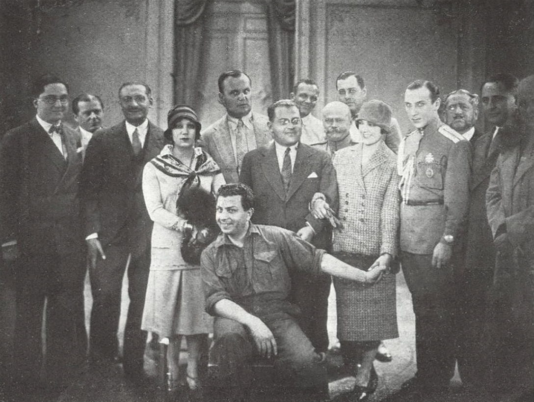 Romain Pines (standing center) with the crew of The Secret Courier (1928).