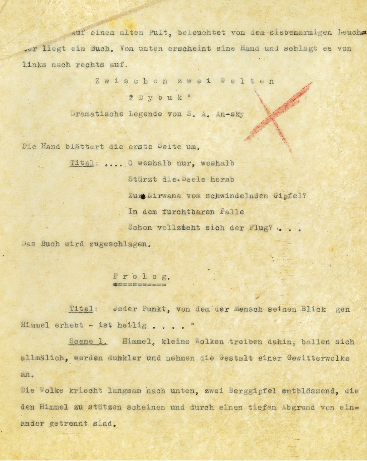 G.W. Pabst’s unfilmed screenplay of Dybuk by Salomon An-sky